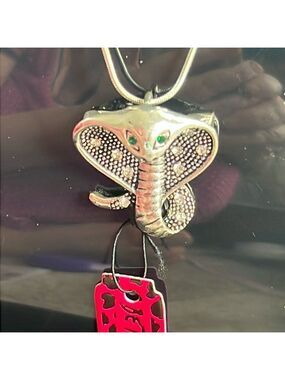 Betsey Johnson Silver Cobra Necklace or Brooch
